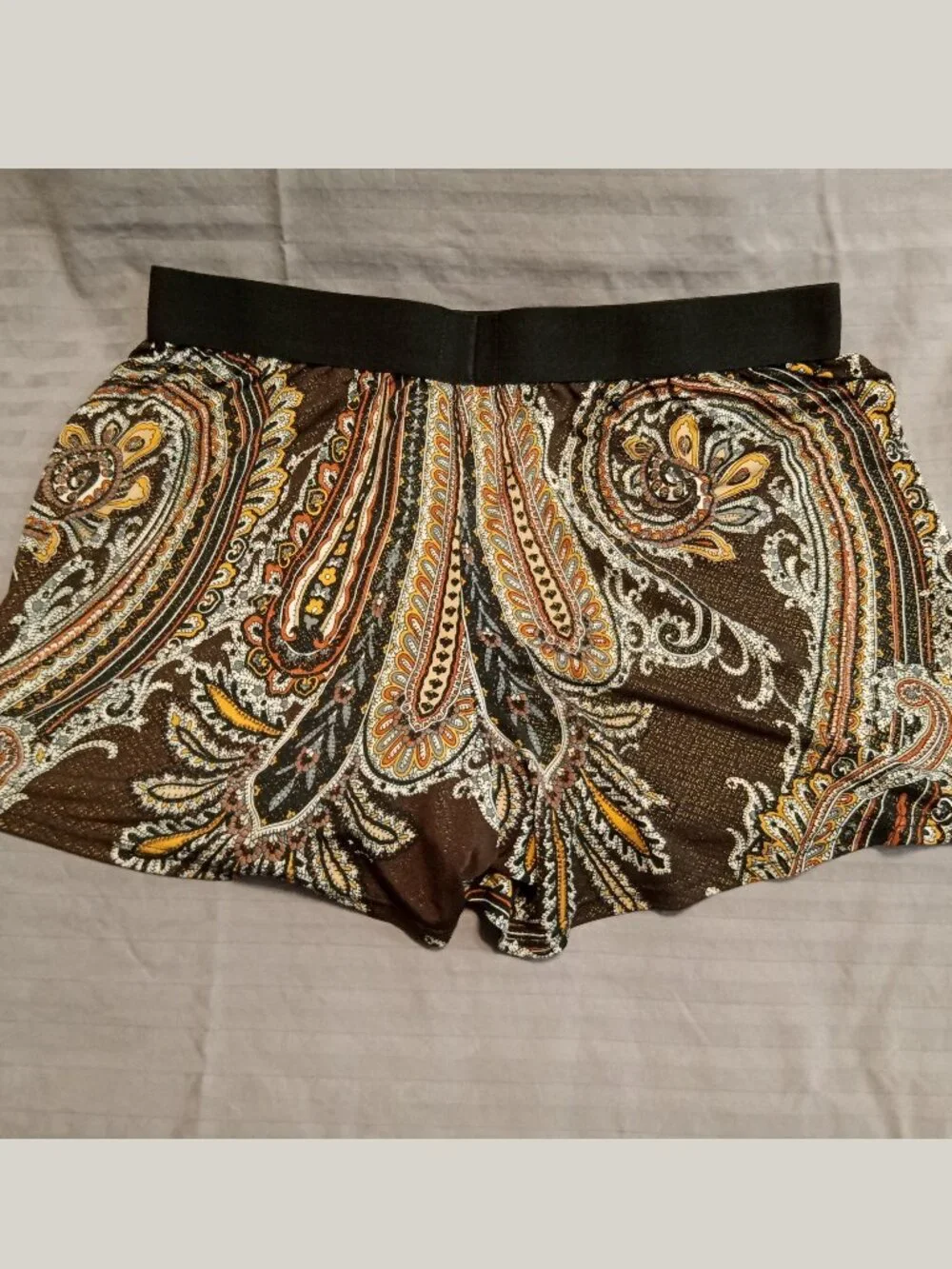 Men's Gregg Homme Brown & Gold Paisley Boxers with Black Waistband